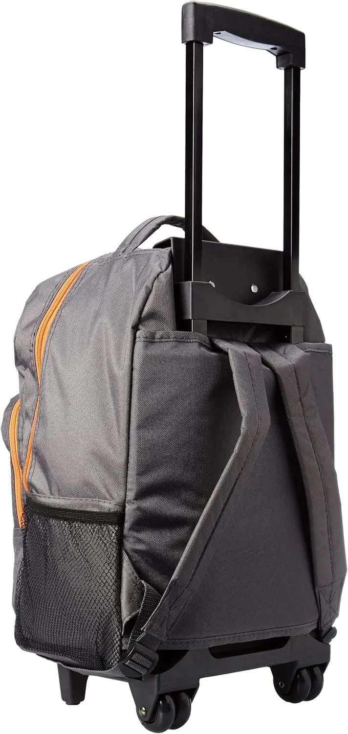 Rockland Double Handle Rolling Backpack, Charcoal, 17-Inch