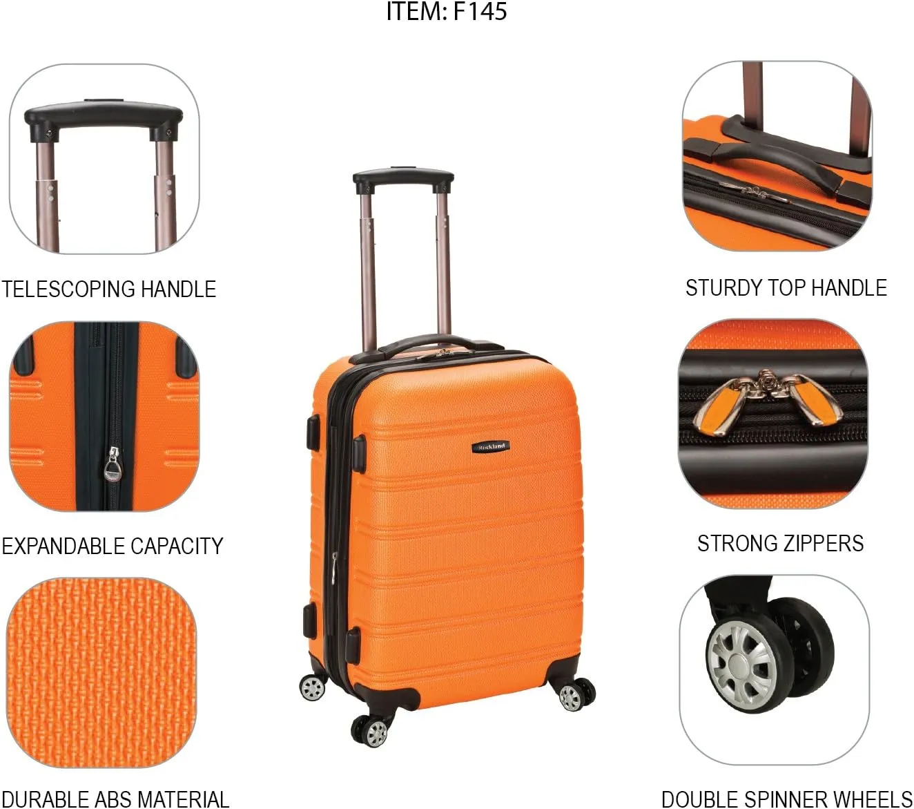 Rockland Melbourne Hardside Expandable Luggage with Spinner Wheels, Bronze, Carry-On 20"