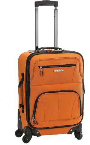 Rockland Pasadena Softside Spinner Wheel Luggage, Orange, Carry-On 19-Inch