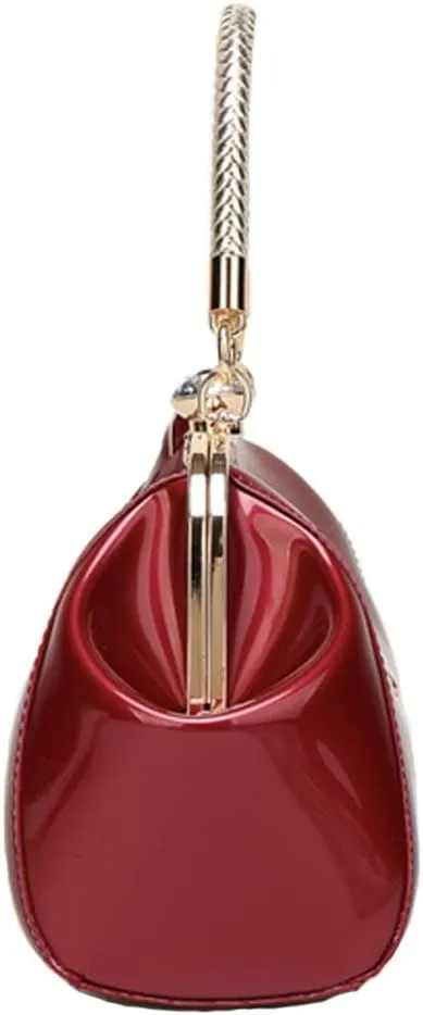 ROUROU Glossy Patent Leather Handbag for Women Top Handle Tote Bag Evening Shoulder Bag Wedding Satchel Retro Purse