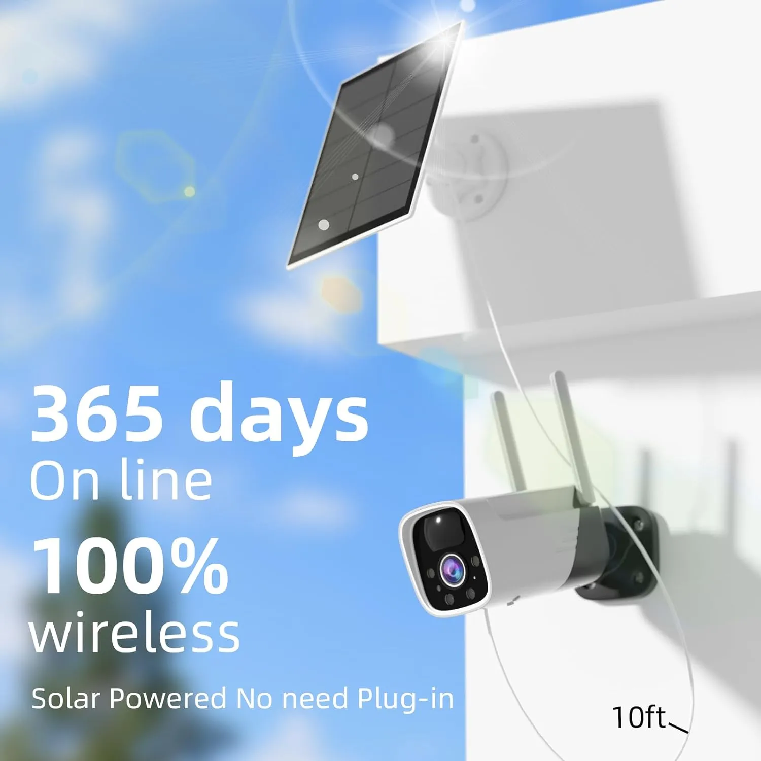 Rraycom 4 Pack Security Cameras Wireless Outdoor Solar Powered with AI Detection, 2K Color Night Vision Security Camera with 2 Way Audio, Alexa, No Monthly Fee, Spotlight & Siren, IP65 Waterproof