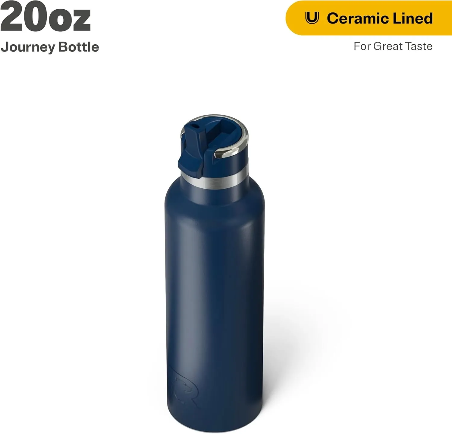 RTIC 20oz Journey Bottle Metal Stainless Steel Vacuum Insulated, BPA Free, Reusable, for Water, Hot and Cold Drinks, Travel, Sports, Camping, Navy