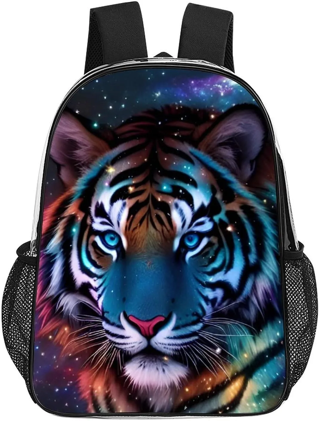 Rucksack Anti-Theft Multipurpose Big Capacity Carry On Bag - Mystic Fantasy Galaxy Sky Fantasy Wild Animals Tiger Art Traveling & Camping Backpack Transparent Bag