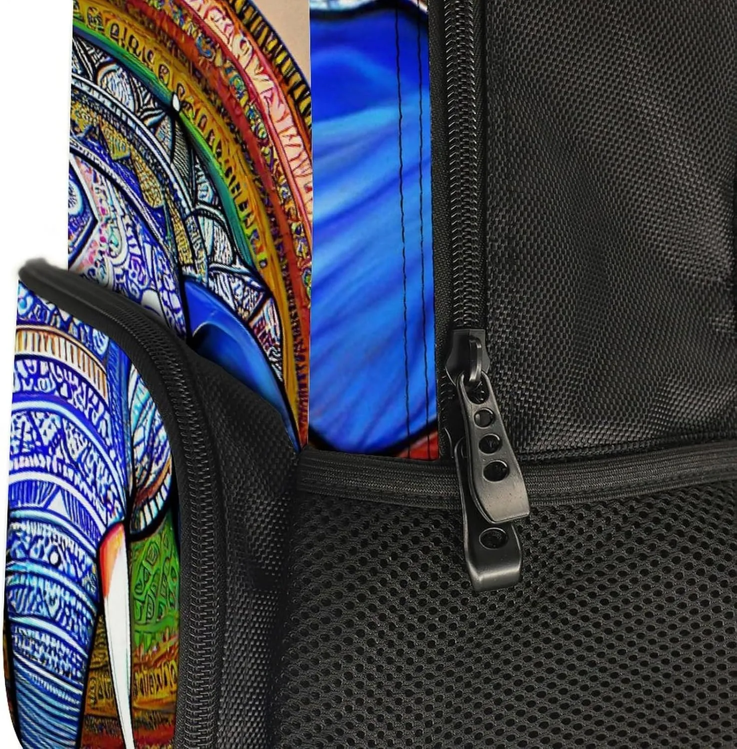 Rucksack Multipurpose Anti-Theft Big Capacity Shoulder Bag - Indian Elephant Head Mandala Art Travel Hiking & Camping Rucksack With Side Pockets