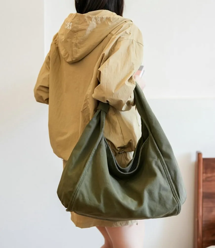 Rungion Slouchy Canvas Tote Bag for Women Large Shoulder Bag Handbags Top Handle Purse with Zipper for Work Shopping
