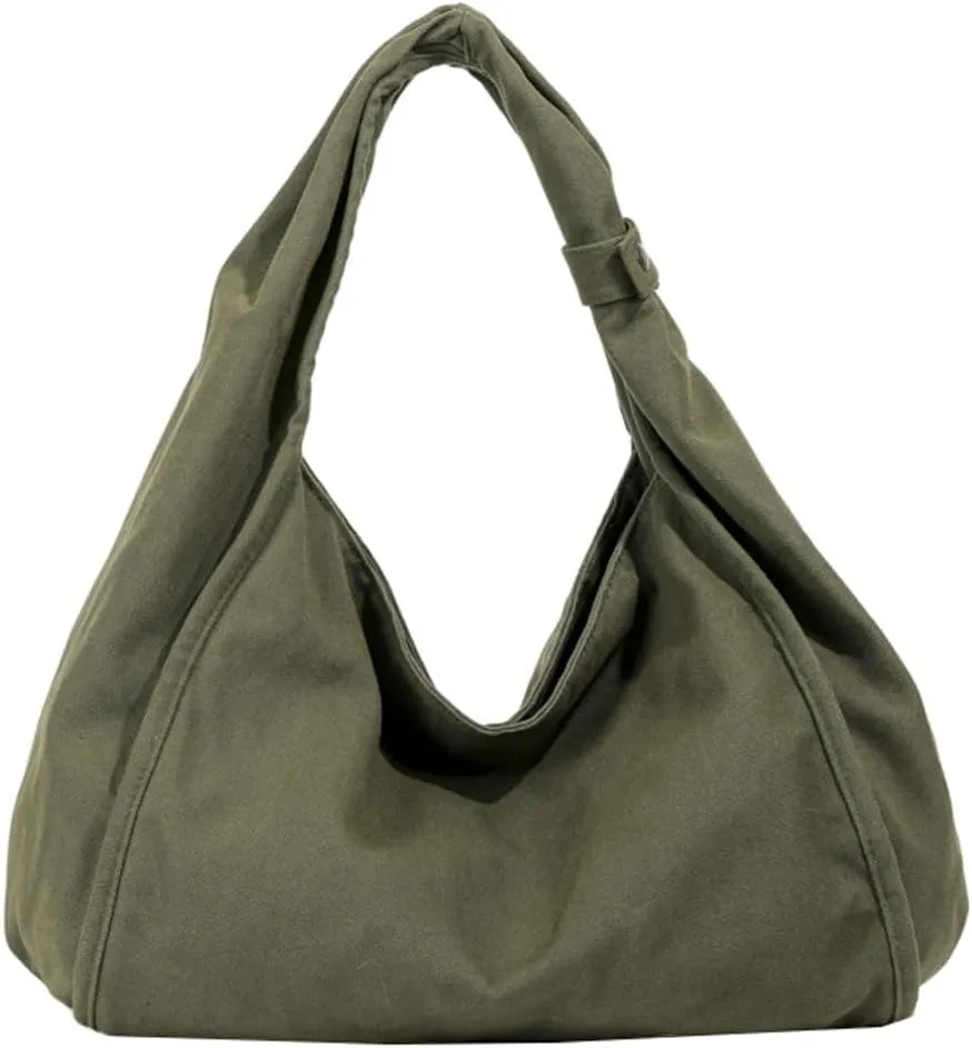 Rungion Slouchy Canvas Tote Bag for Women Large Shoulder Bag Handbags Top Handle Purse with Zipper for Work Shopping
