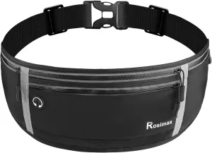 Running Belt Fanny Packs for Men Women,ROSIMAX Waist bag Money Belt Running Phone Holder 4 Pockets Lycra Water Resistant Runners Belt Pouch For Sports Workout Fits Big Phones Up to 8’’（X-Large)