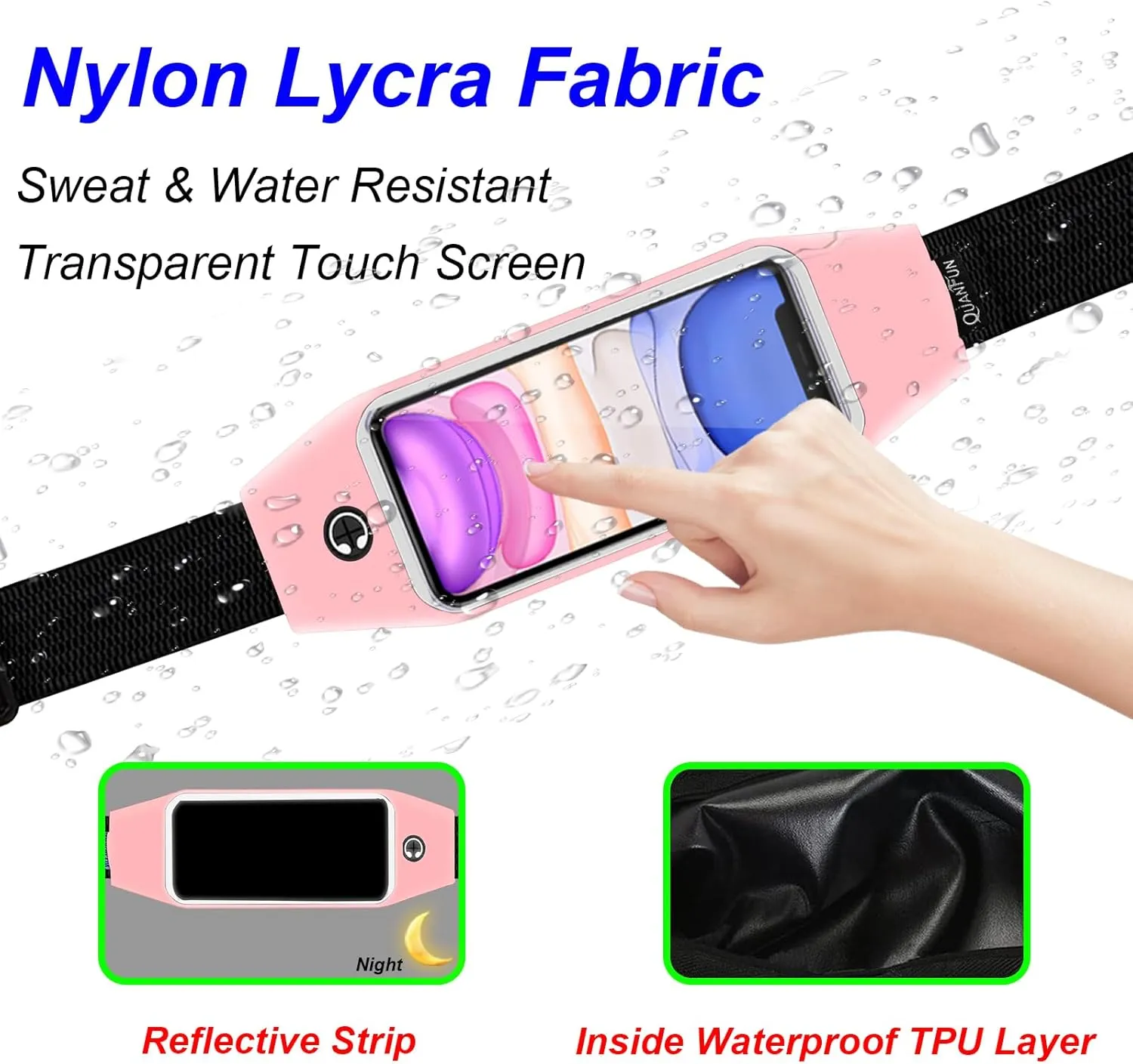 Running Belt for Women Men, Fanny Pack, Belt Bag, Money Belt, Waterproof Workout Waist Pouch Phone Holder with Touchscreen, Gym Running Gift Gear Accessories fits Phones UP to 6.5"