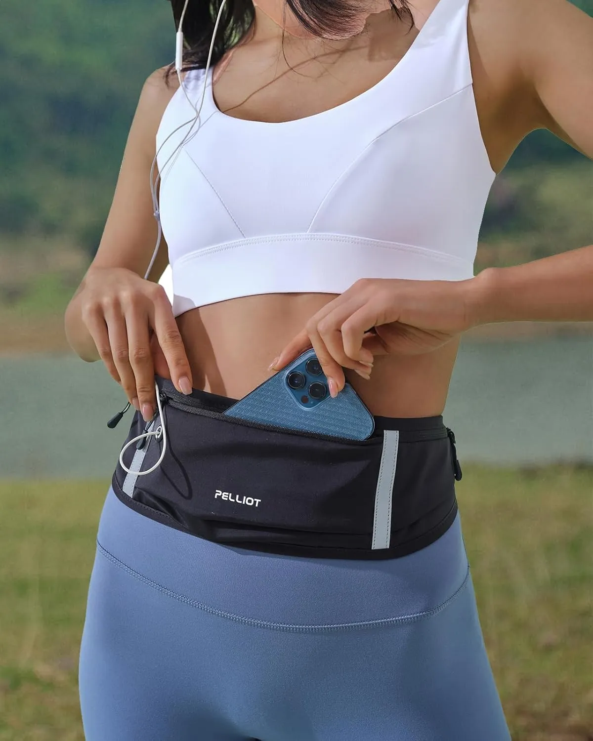 Running Belt for Women Men Slim Fanny Pack Phone Money Waist Pack Belt Bag for Hiking Cycling Exercise Running Black