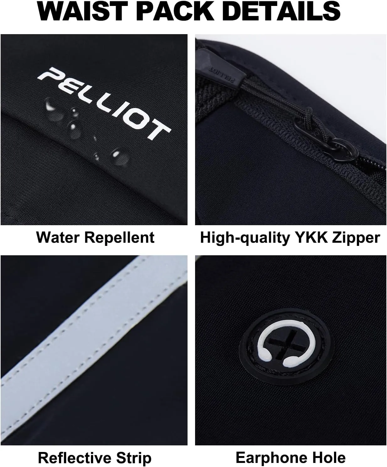 Running Belt for Women Men Slim Fanny Pack Phone Money Waist Pack Belt Bag for Hiking Cycling Exercise Running Black
