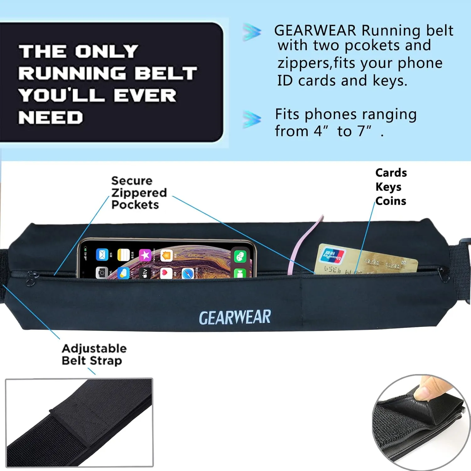 Running Belt | Runner Fanny Pack for Women and Men | Adjustble Waist Band Pack for Storage Phone