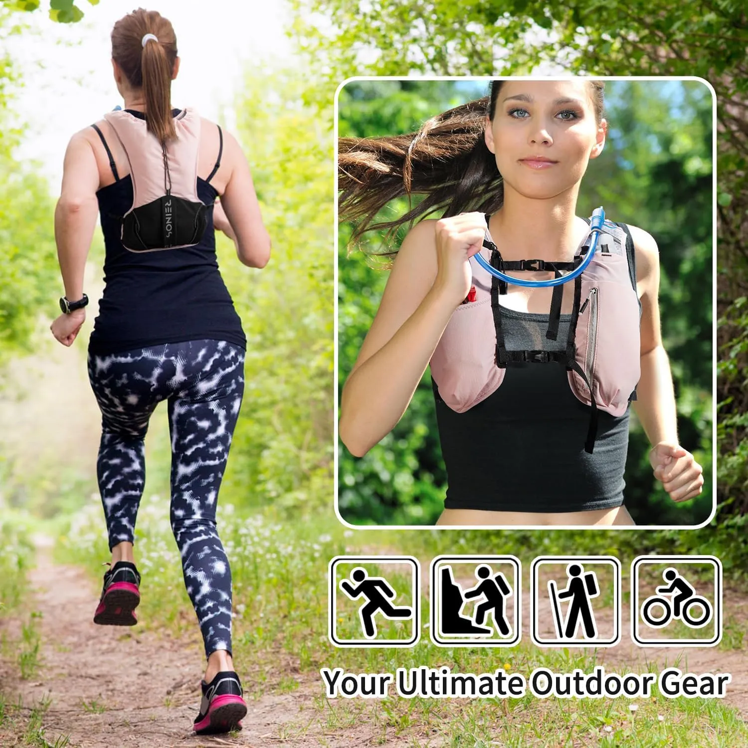 Running Vest for Women and Men Lightweight Hydration Backpack Pack with 1.5L Water Bladder Bag Running Gear Accessories for Hiking Trail Cycling Marathon