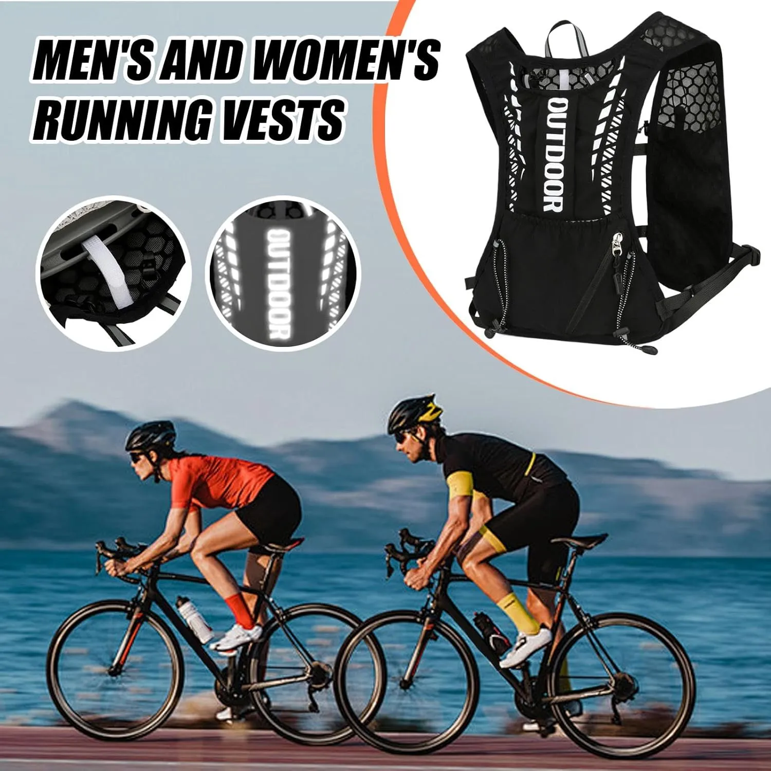 Running Vest - Hydration Bag Pack, Dashing Wear | Reflective, Adjustable, Sports Gear Gym Training Jogging Hiking Walking Night Cycling, Lightweight Dayhike Hydro Kit for Hiking, Trail