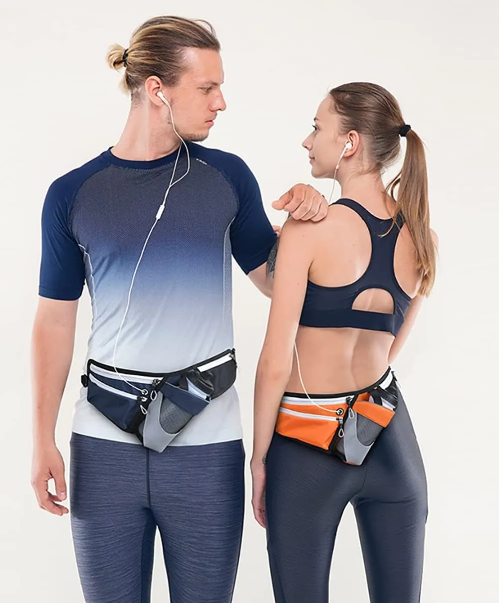 Running Waist Packs Large Crossbody Fanny Pack with 3 Zipper Pockets & a Bottle Pocket Enjoy Sports Workout Traveling Running Casual Hands Free Waist Pack for Gifts Phone Bag (NOTincluded Bottle)