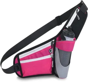 Running Waist Packs Large Crossbody Fanny Pack with 3 Zipper Pockets & a Bottle Pocket Enjoy Sports Workout Traveling Running Casual Hands Free Waist Pack for Gifts Phone Bag (NOTincluded Bottle)