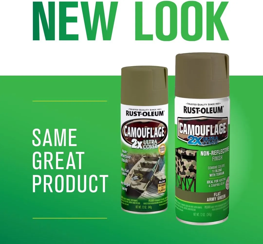 Rust-Oleum 279176-6PK Camouflage 2X Ultra Cover Spray Paint, Army Green, 12 Ounce (Pack of 6)