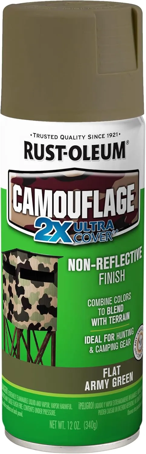 Rust-Oleum 279176-6PK Camouflage 2X Ultra Cover Spray Paint, Army Green, 12 Ounce (Pack of 6)