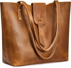 S-ZONE Genuine Leather Tote Bag for Women with Purse Organizer Large Shoulder Handbags Work
