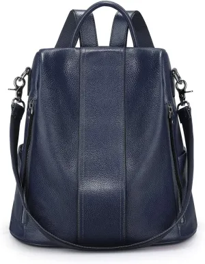 S-ZONE Leather Backpack Purses for Women Antitheft Rucksack Shoulder Bag Medium