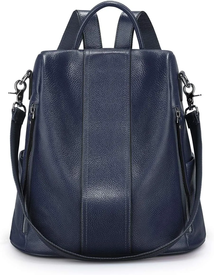 S-ZONE Leather Backpack Purses for Women Antitheft Rucksack Shoulder Bag Medium