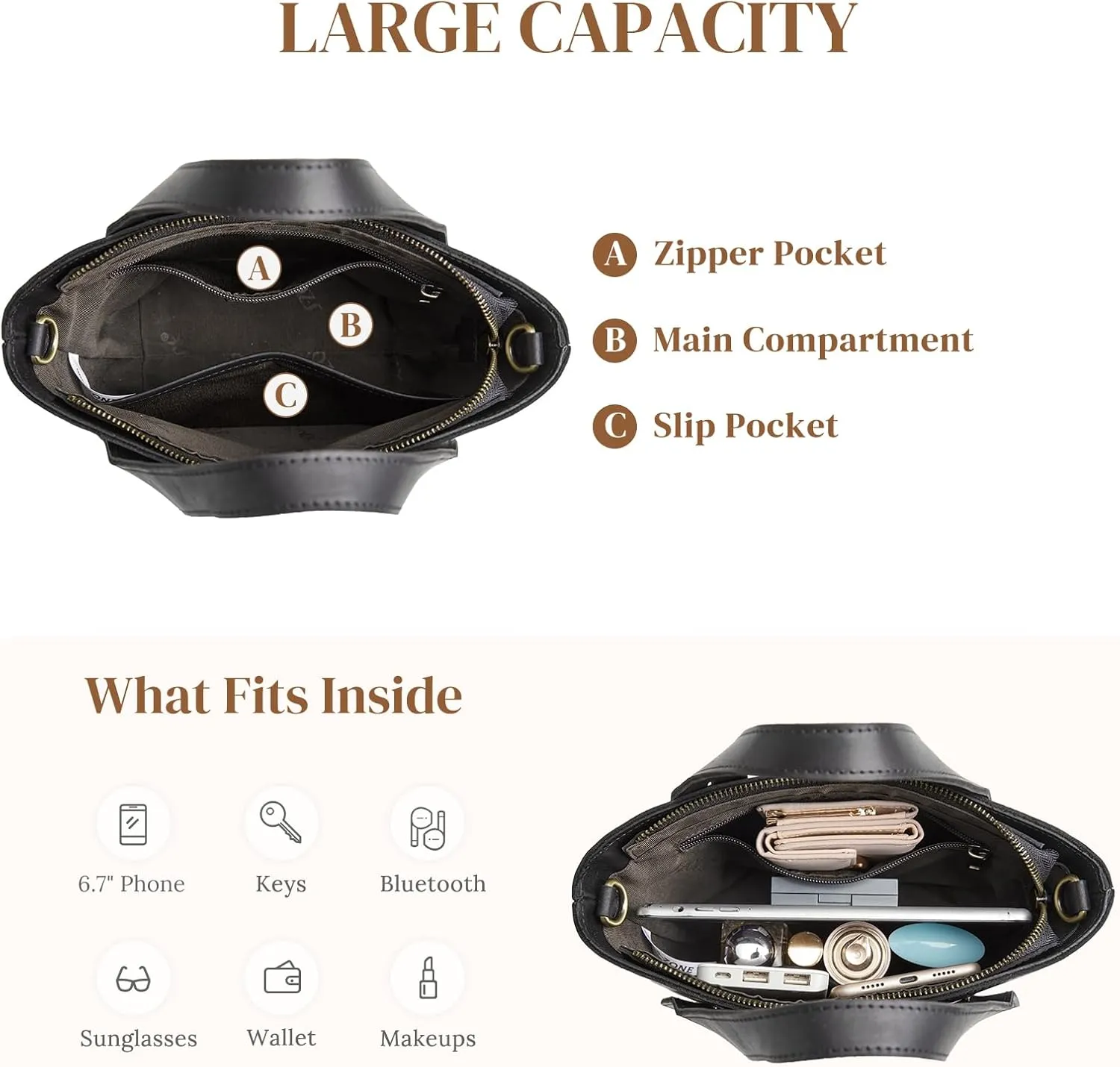 S-ZONE Leather Crossbody Bags for Women Mini Tote Purses Small Satchel Top-Handle Handbags with Adjustable Strap