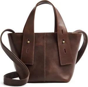S-ZONE Leather Crossbody Bags for Women Mini Tote Purses Small Satchel Top-Handle Handbags with Adjustable Strap