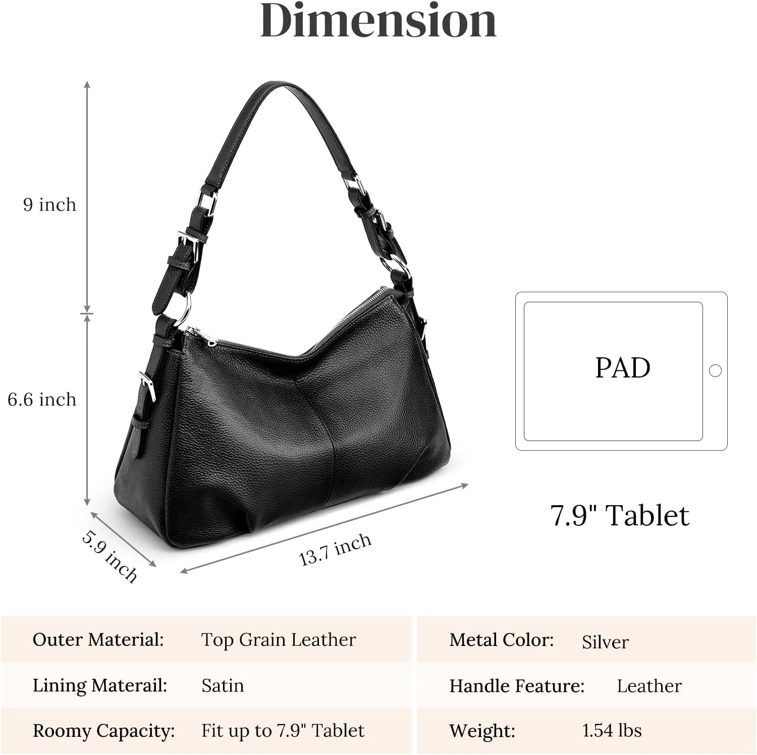 S-ZONE Womens Hobo Genuine Leather Shoulder Bag Top-handle Handbag Ladies Purses