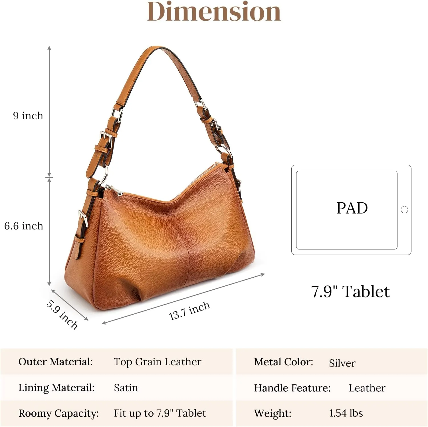S-ZONE Womens Hobo Genuine Leather Shoulder Bag Top-handle Handbag Ladies Purses