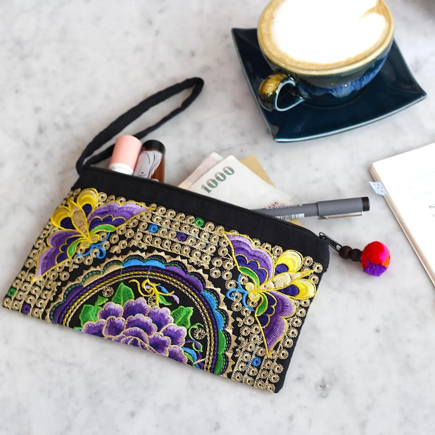 Sabai Jai - Smartphone Wristlet Bag - Handmade Embroidered Boho Clutch Wallets Purses