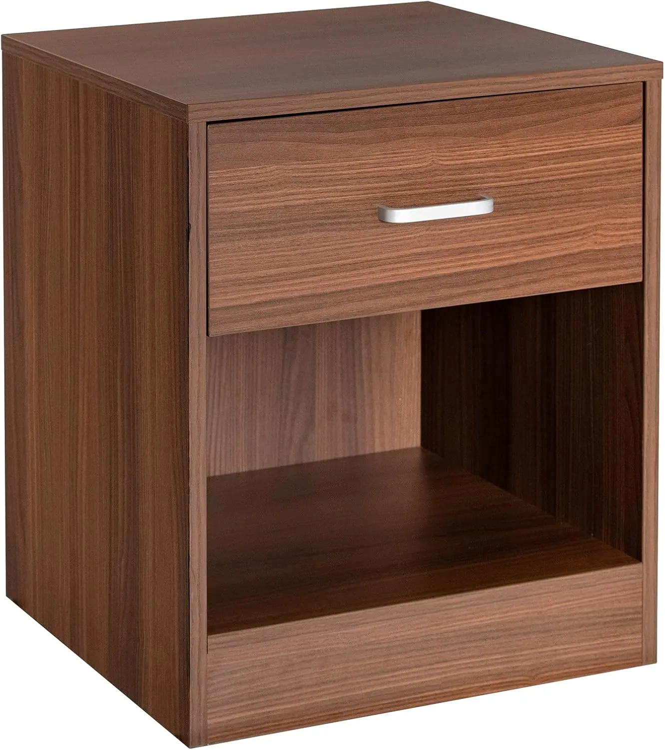 Safeplus nightstand with Drawer and Shelves,Wood End Table Side Cabinet for Bedroom