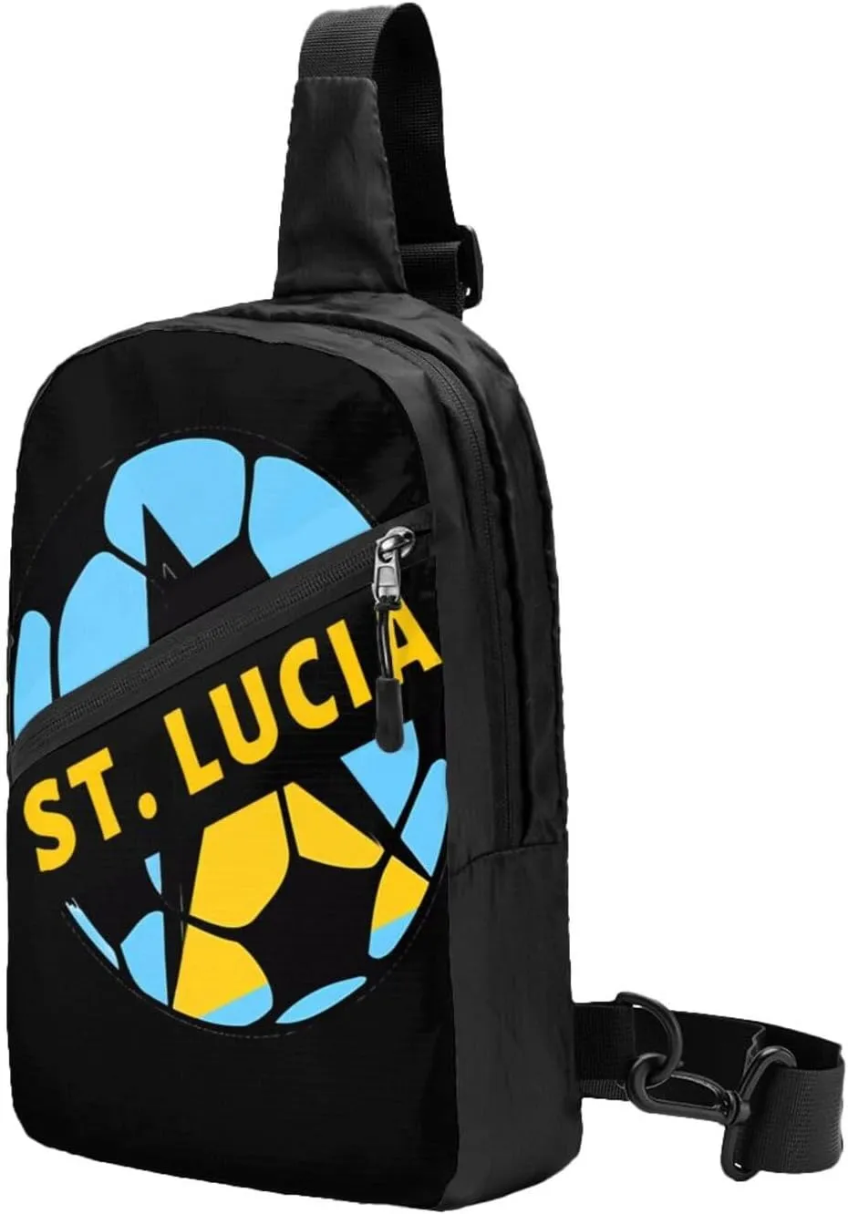 Saint Lucian Lucia Football Soccer Flag Crossbody Bag Portable Sling Bags Foldable Chest Daypack Reusable Sports Shoulder Backpack Diagonally Casual Rucksack Travel Bag