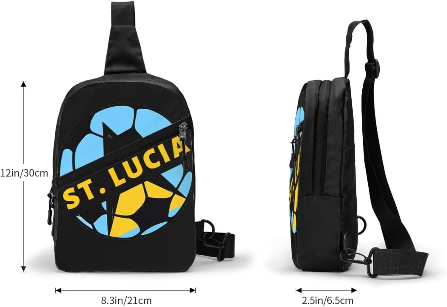 Saint Lucian Lucia Football Soccer Flag Crossbody Bag Portable Sling Bags Foldable Chest Daypack Reusable Sports Shoulder Backpack Diagonally Casual Rucksack Travel Bag