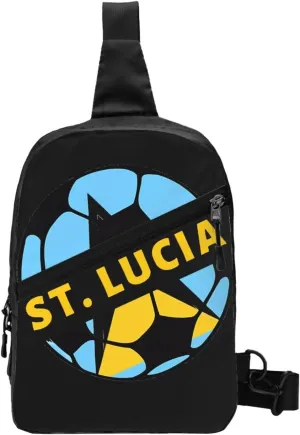 Saint Lucian Lucia Football Soccer Flag Crossbody Bag Portable Sling Bags Foldable Chest Daypack Reusable Sports Shoulder Backpack Diagonally Casual Rucksack Travel Bag