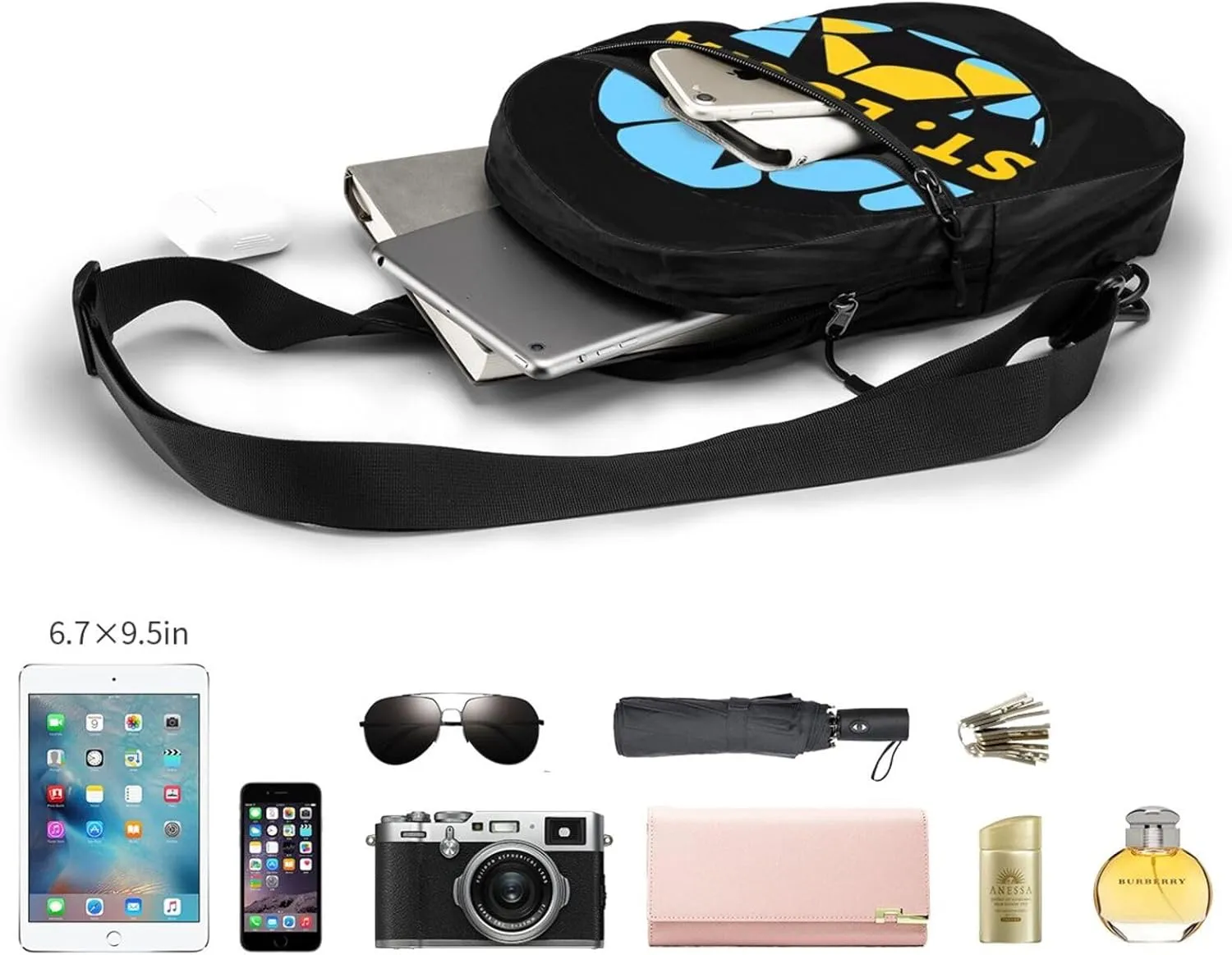 Saint Lucian Lucia Football Soccer Flag Crossbody Bag Portable Sling Bags Foldable Chest Daypack Reusable Sports Shoulder Backpack Diagonally Casual Rucksack Travel Bag