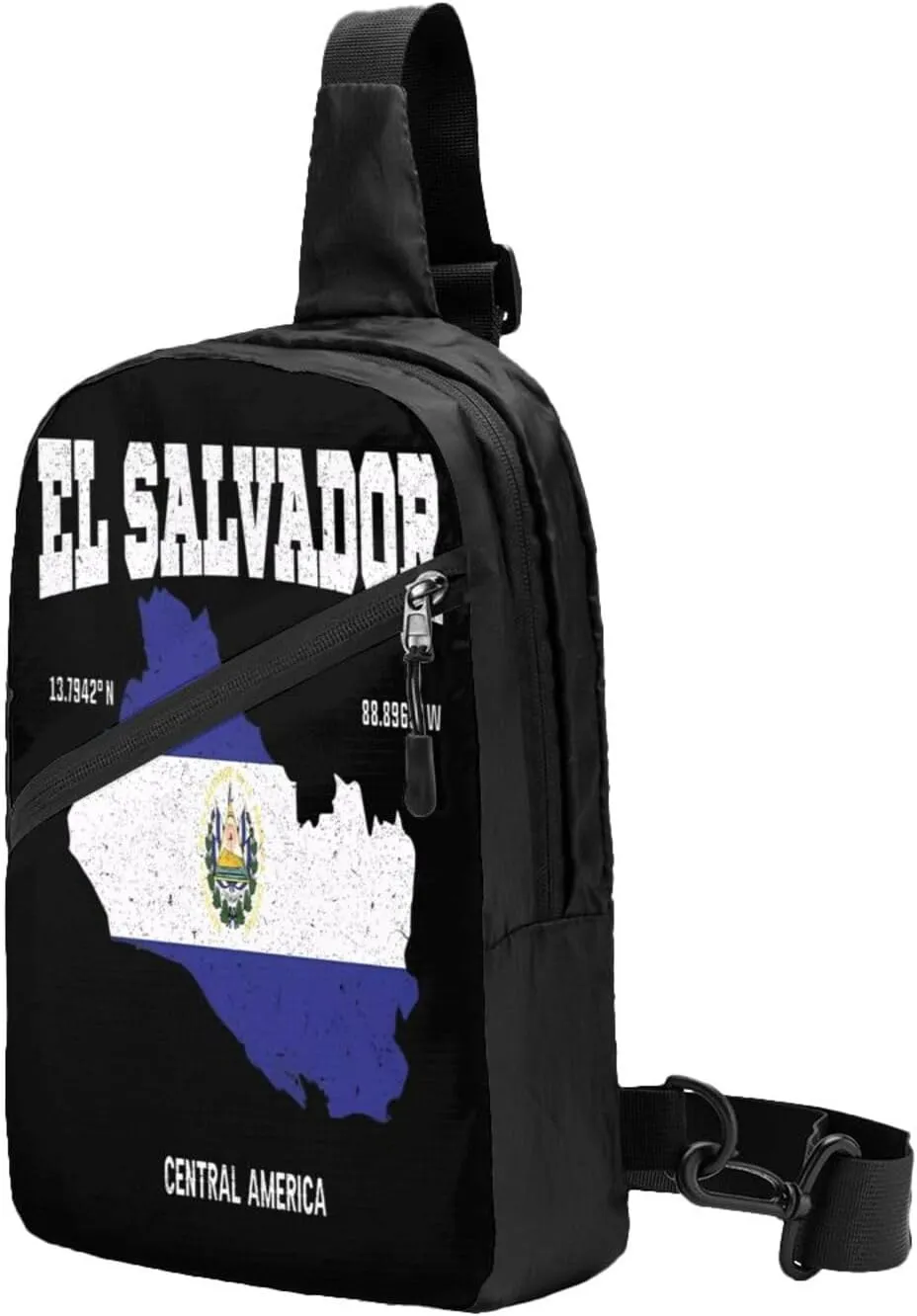 Salvadoran El Salvador Map Flag Crossbody Bag Portable Sling Bags Foldable Chest Daypack Reusable Sports Shoulder Backpack Diagonally Casual Rucksack Travel Bag