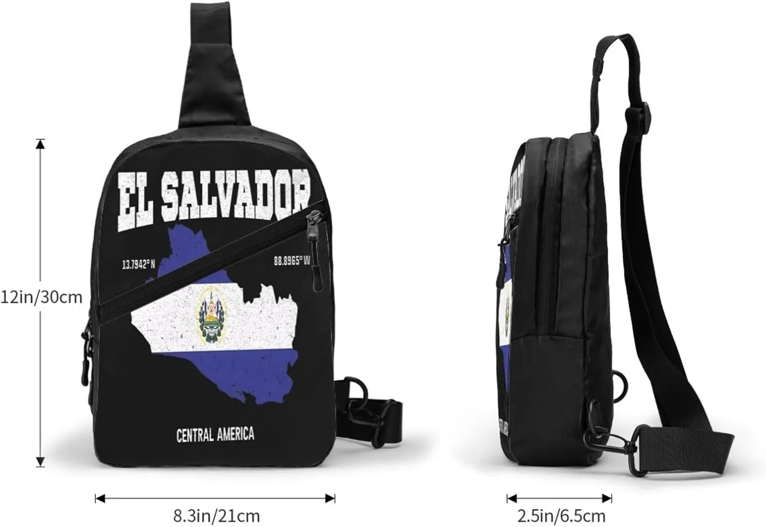 Salvadoran El Salvador Map Flag Crossbody Bag Portable Sling Bags Foldable Chest Daypack Reusable Sports Shoulder Backpack Diagonally Casual Rucksack Travel Bag