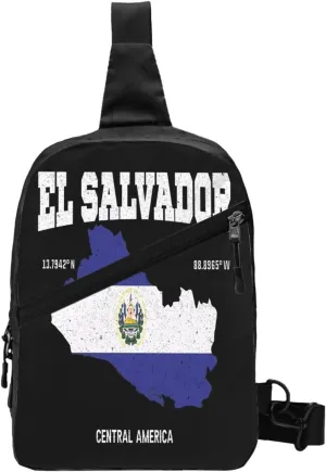 Salvadoran El Salvador Map Flag Crossbody Bag Portable Sling Bags Foldable Chest Daypack Reusable Sports Shoulder Backpack Diagonally Casual Rucksack Travel Bag