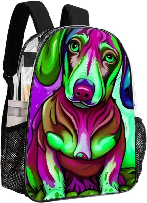 Sausage Dog Dachshund Art Daypack Backpack Transparent Anti-Theft Multipurpose Bookbag Big Capacity Travel Hiking & Camping Rucksack With Smooth Zippers