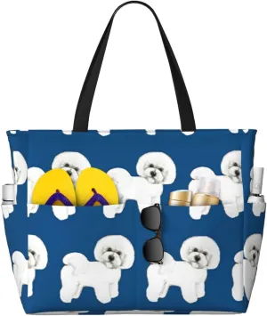 Schnauzer Dog Large Capacity Waterproof Sandproof Beach Totes Bags,Pool Bag Travel Essentials With Zipper And Pockets