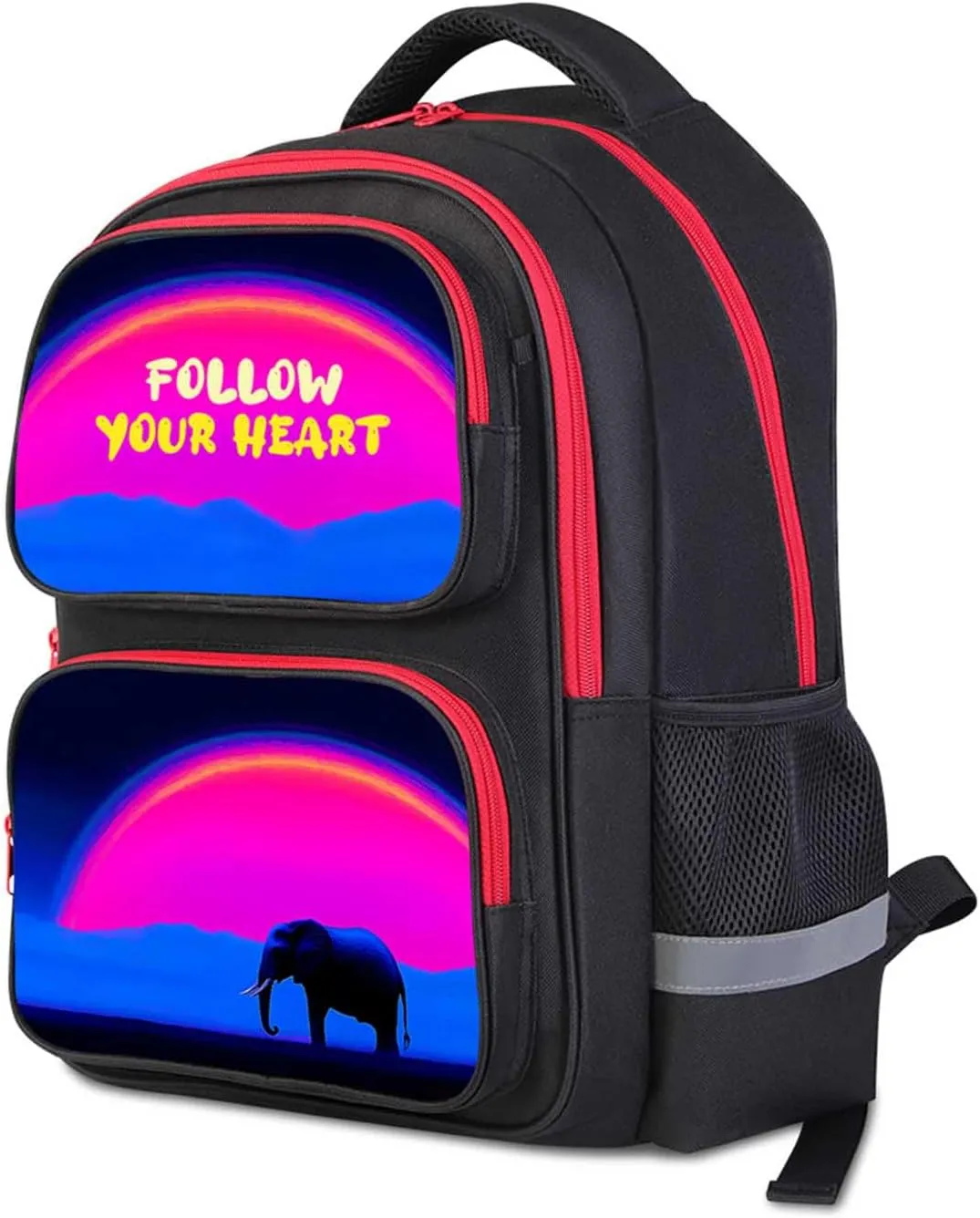 School Backpack for Boys and Girls, Elephant Animal Themed, Kids Bookbag for Elementary Middle School, Back to School, 17" Student Back Pack for Children Age 6-18