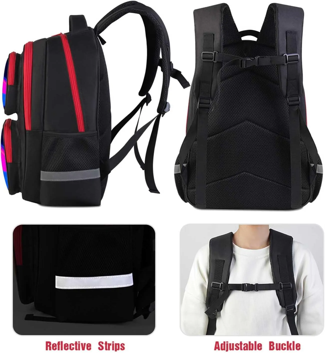 School Backpack for Boys and Girls, Elephant Animal Themed, Kids Bookbag for Elementary Middle School, Back to School, 17" Student Back Pack for Children Age 6-18