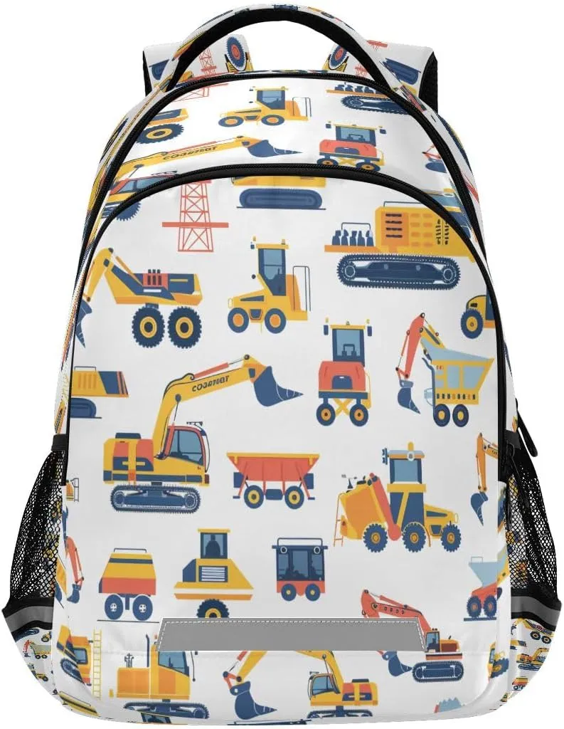 Seamless Vehicles Machinery Backpack Schoolbag for Boys Girls Elementary School Bookbag Travel Bag Casual Daypack Rucksack for Students