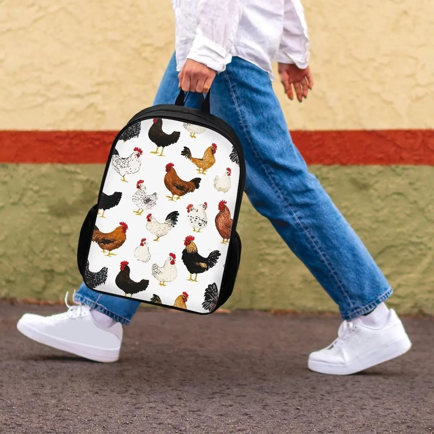 SEANATIVE Cute Chickens Canvas Primary School Backpack Teenager Shoulder Book Bag Multipurpose Daypacks Rucksack