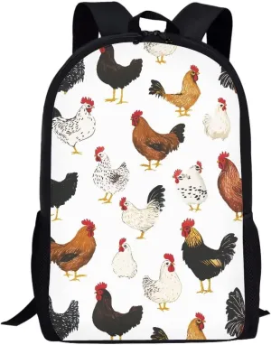 SEANATIVE Cute Chickens Canvas Primary School Backpack Teenager Shoulder Book Bag Multipurpose Daypacks Rucksack