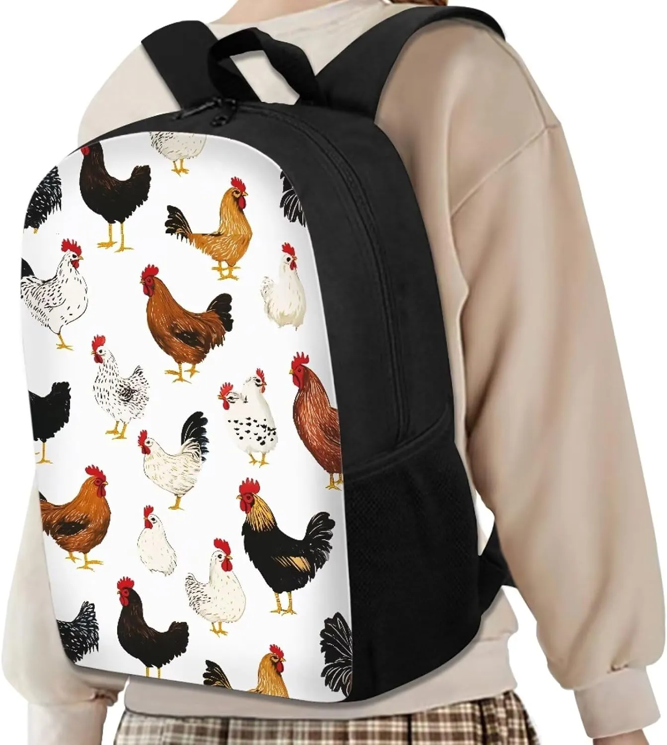 SEANATIVE Cute Chickens Canvas Primary School Backpack Teenager Shoulder Book Bag Multipurpose Daypacks Rucksack