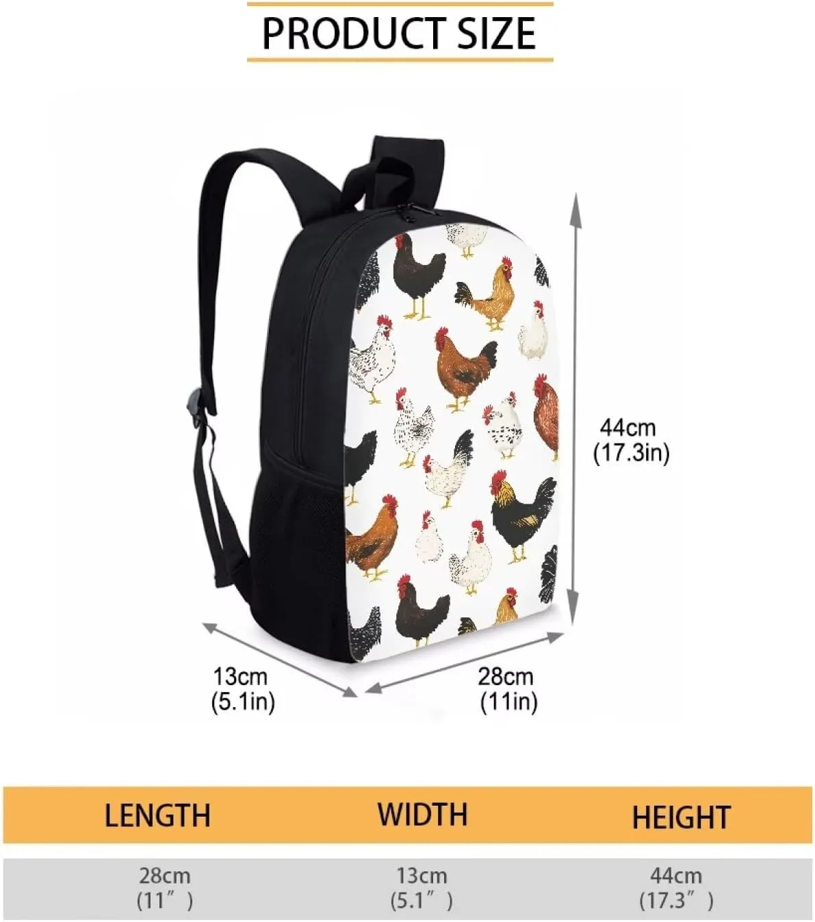 SEANATIVE Cute Chickens Canvas Primary School Backpack Teenager Shoulder Book Bag Multipurpose Daypacks Rucksack