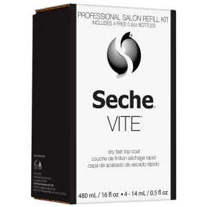 Seche Vite Dry Fast Top Coat 16oz Refill Kit, 16 oz Refill & 4 x 0.50 oz