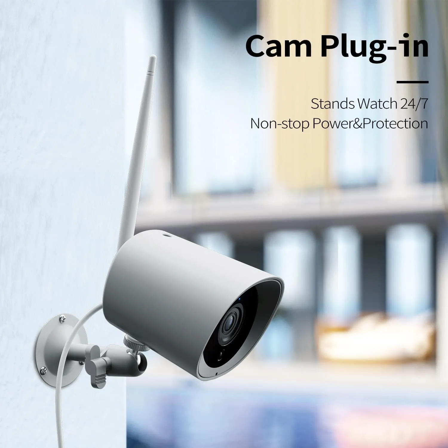 Security Camera Wireless Outdoor (2 Pack), 2K QHD Cameras for Home Security Indoor Camera(Plug-in), Motion Detection, IP66 Waterproof,24/7 Live Video Works w/Alexa and Google Assistant
