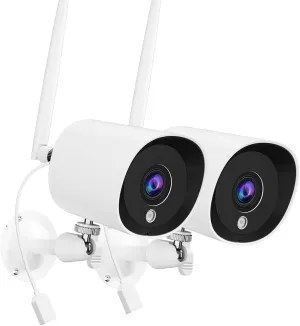 Security Camera Wireless Outdoor (2 Pack), 2K QHD Cameras for Home Security Indoor Camera(Plug-in), Motion Detection, IP66 Waterproof,24/7 Live Video Works w/Alexa and Google Assistant
