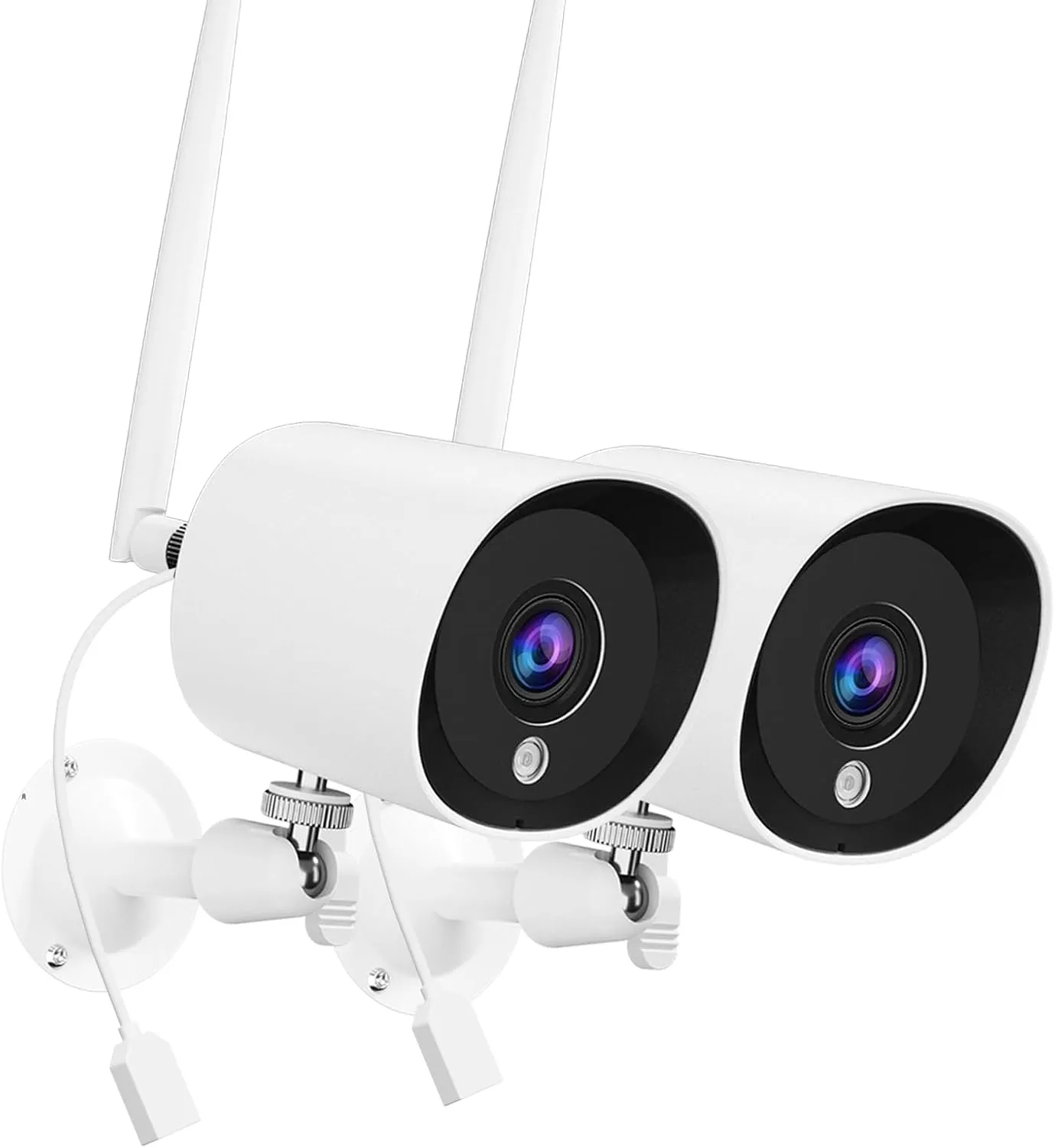 Security Camera Wireless Outdoor (2 Pack), 2K QHD Cameras for Home Security Indoor Camera(Plug-in), Motion Detection, IP66 Waterproof,24/7 Live Video Works w/Alexa and Google Assistant